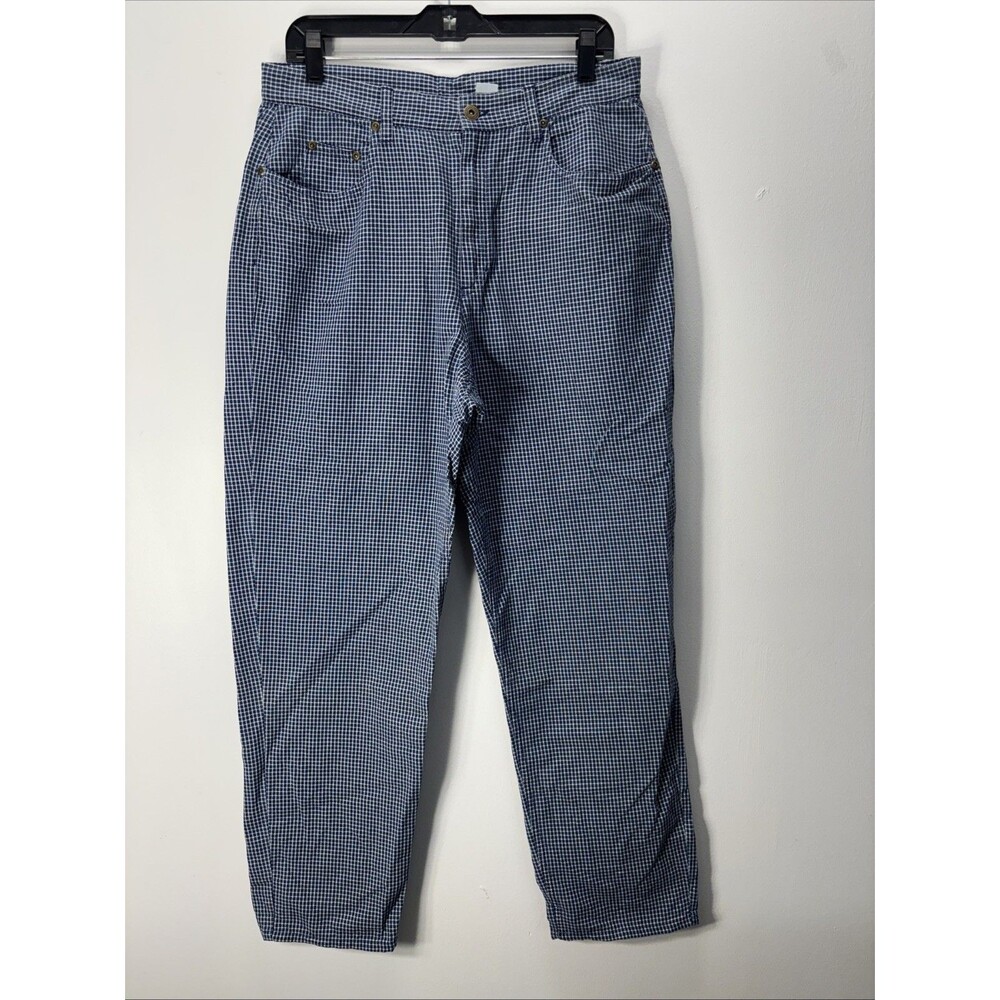 VTG LIZ Claiborne Women’s Pants  100% Cotton Blue Navy Stripe Sz 14 Petites